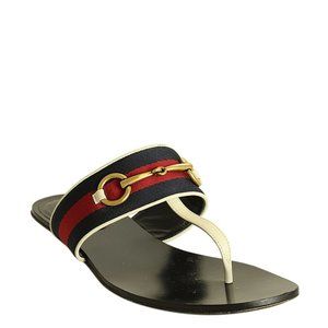 Gucci Horsebit Web Thong Multi-Color Canvas Sandalsx Size 38 203067